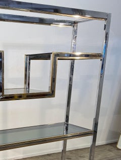 Romeo Rega Chrome and Brass Étagère / Library, Italy, 1970s