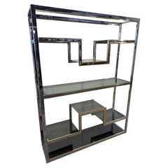 Romeo Rega Chrome and Brass Étagère / Library, Italy, 1970s