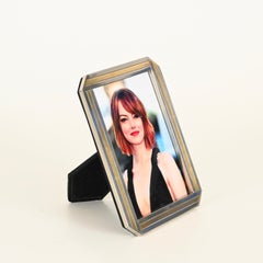 Cadre photo rectangulaire en chrome et laiton Romeo Rega, Italie, années 1970