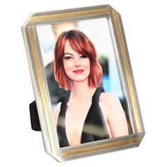 Vintage Romeo Rega Chrome and Brass Rectangular Photo Frame, Italy, 1970s