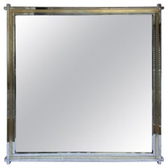 Romeo Rega Chrome and Brass Square Mirror, 1970