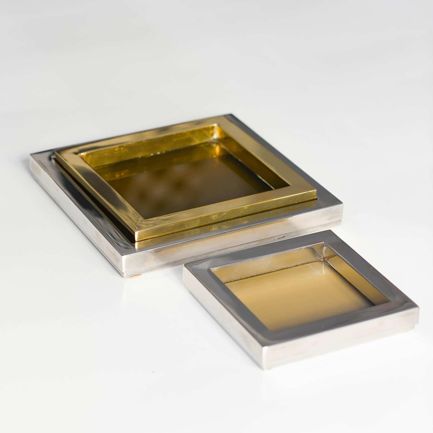 Italian Romeo Rega Coin Tray in Metal and Brass from 1980s For Sale