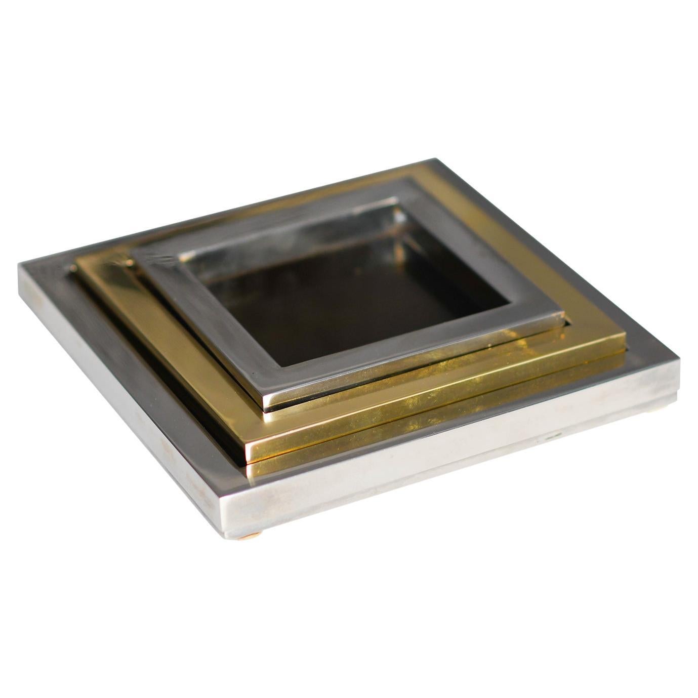 Romeo Rega Coin Tray in Metal and Brass from 1980s For Sale