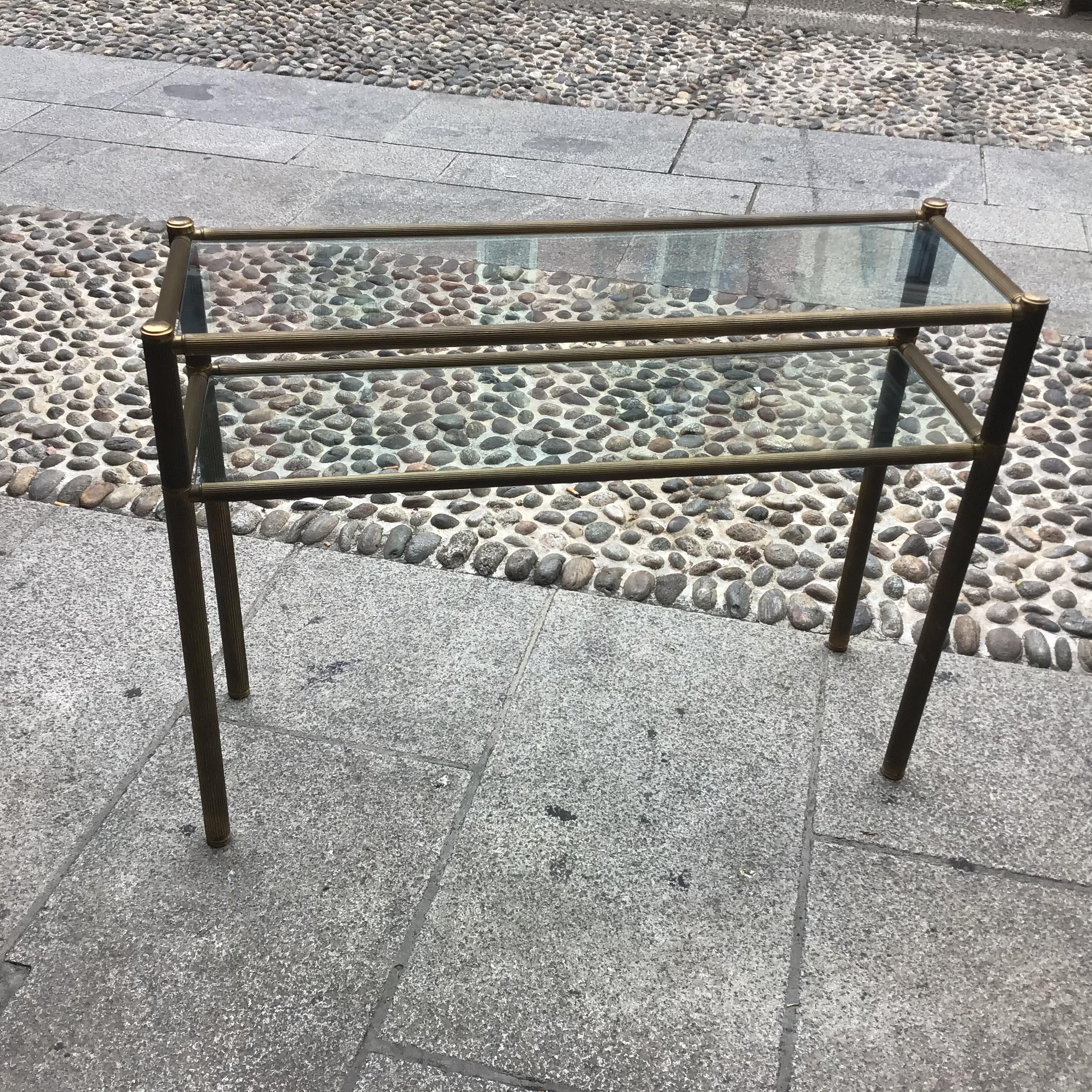 Romeo Rega Console Brass  Glass 1970 Italy For Sale 4