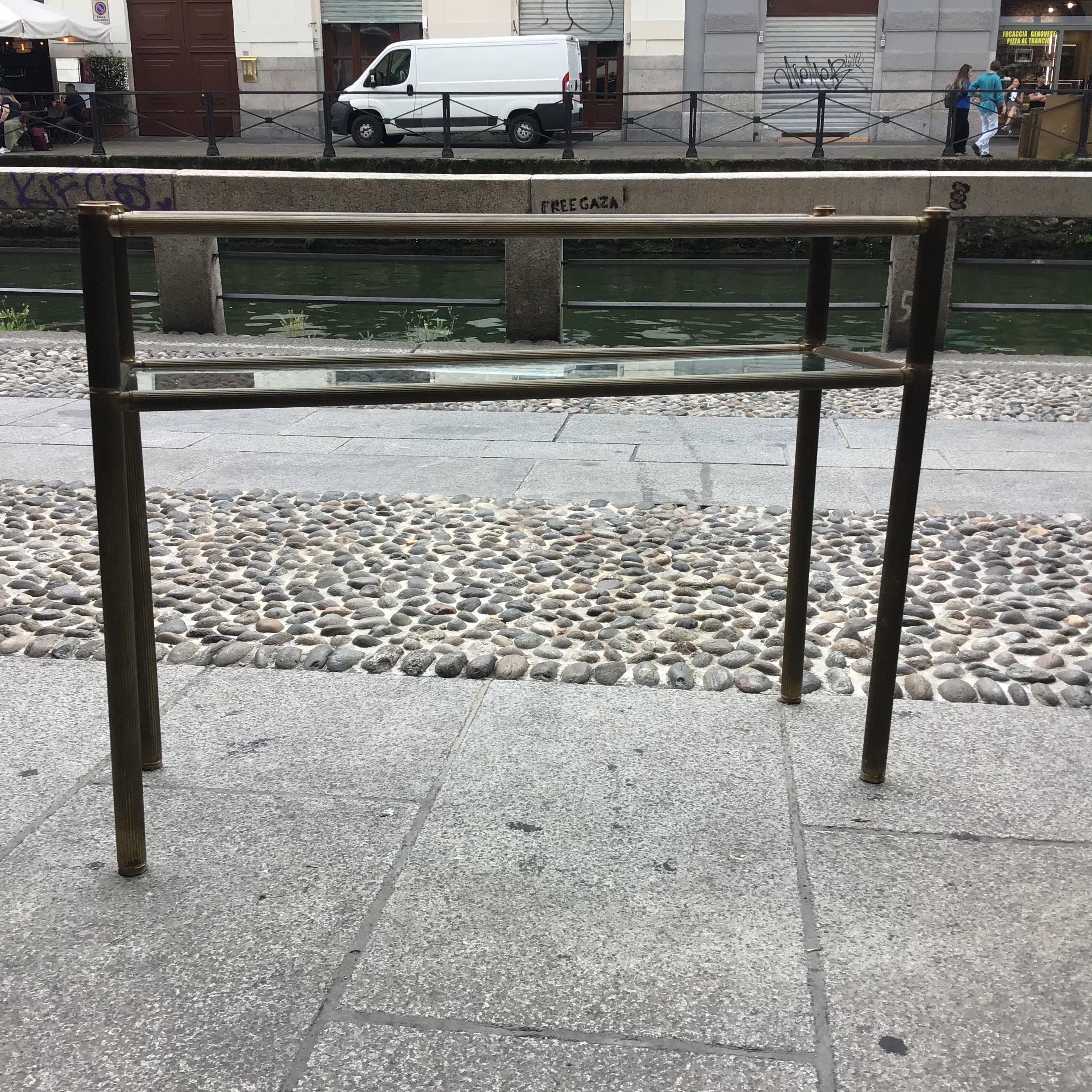 Romeo Rega Console Brass  Glass 1970 Italy For Sale 6