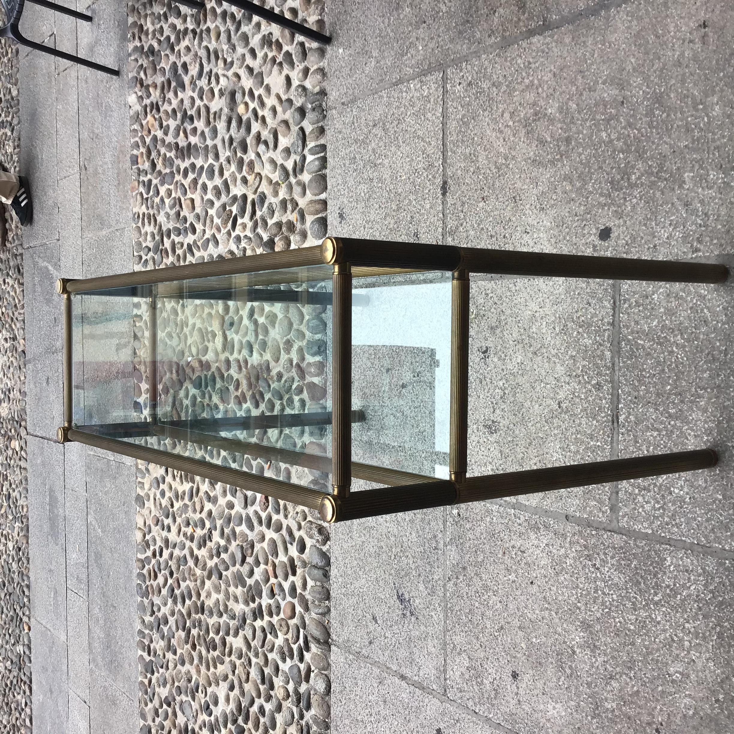 Romeo Rega Console Brass  Glass 1970 Italy For Sale 7