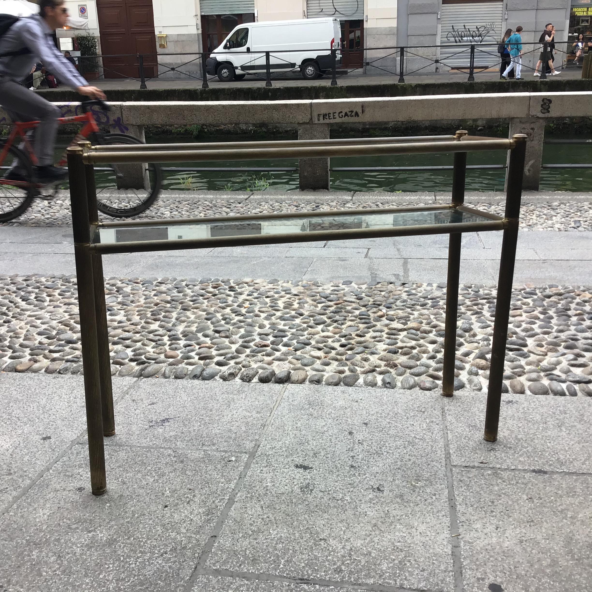 Romeo Rega Console Brass  Glass 1970 Italy For Sale 8