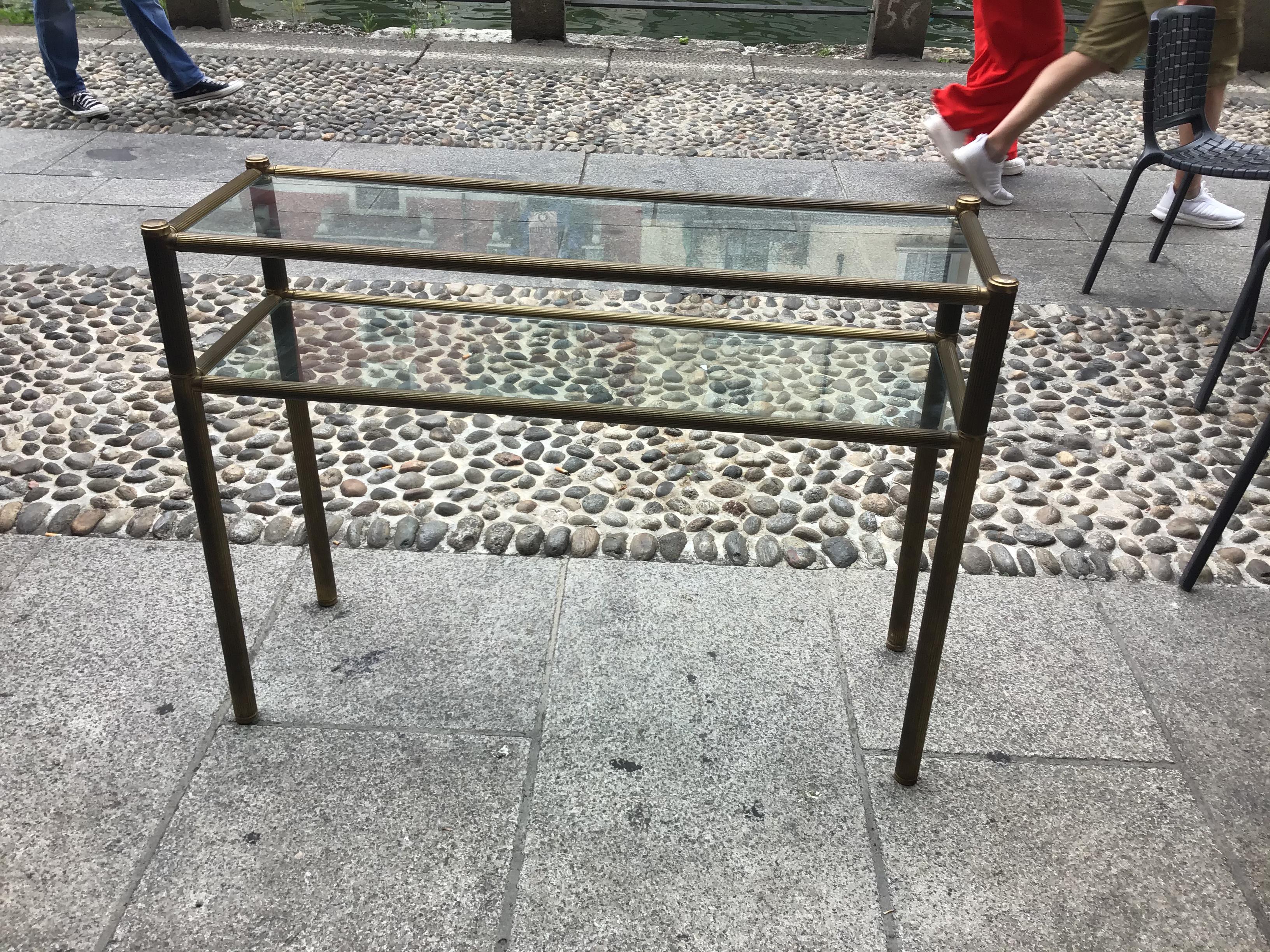 Romeo Rega Console Brass  Glass 1970 Italy For Sale 10