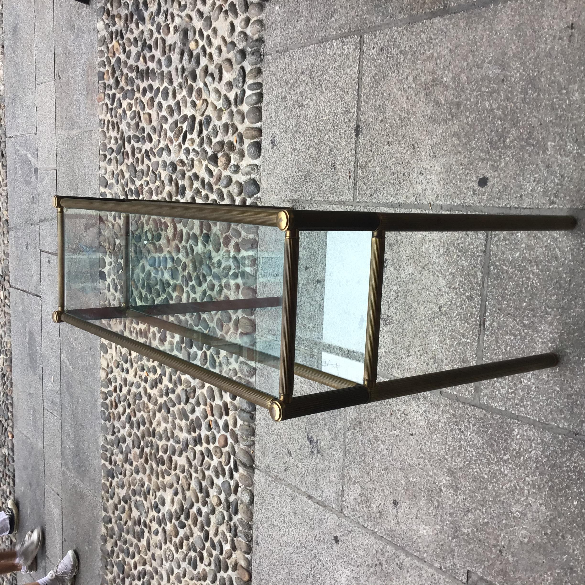 Romeo Rega Console Brass  Glass 1970 Italy For Sale 14