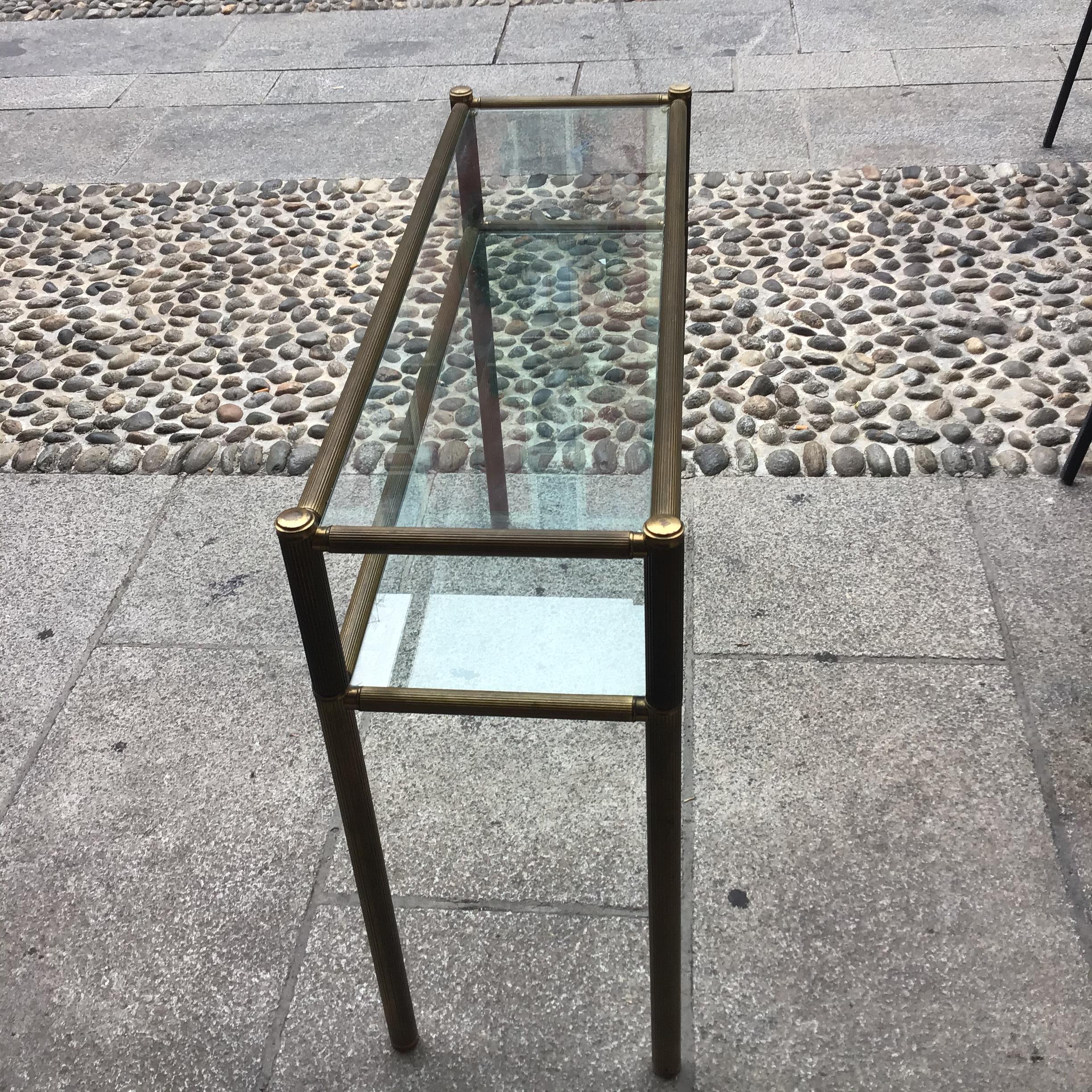 Other Romeo Rega Console Brass  Glass 1970 Italy For Sale