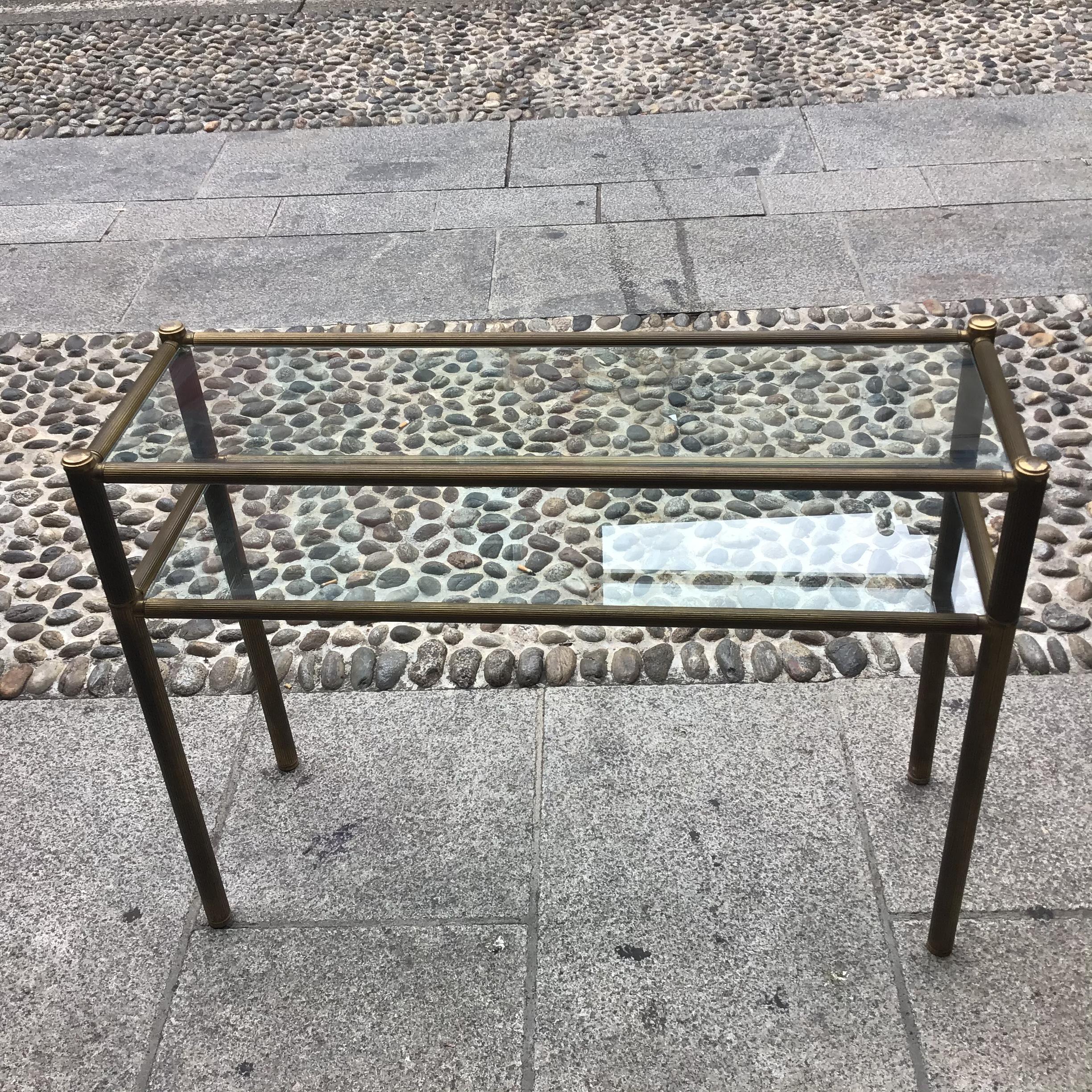 Romeo Rega Console Brass  Glass 1970 Italy In Excellent Condition For Sale In Milano, IT