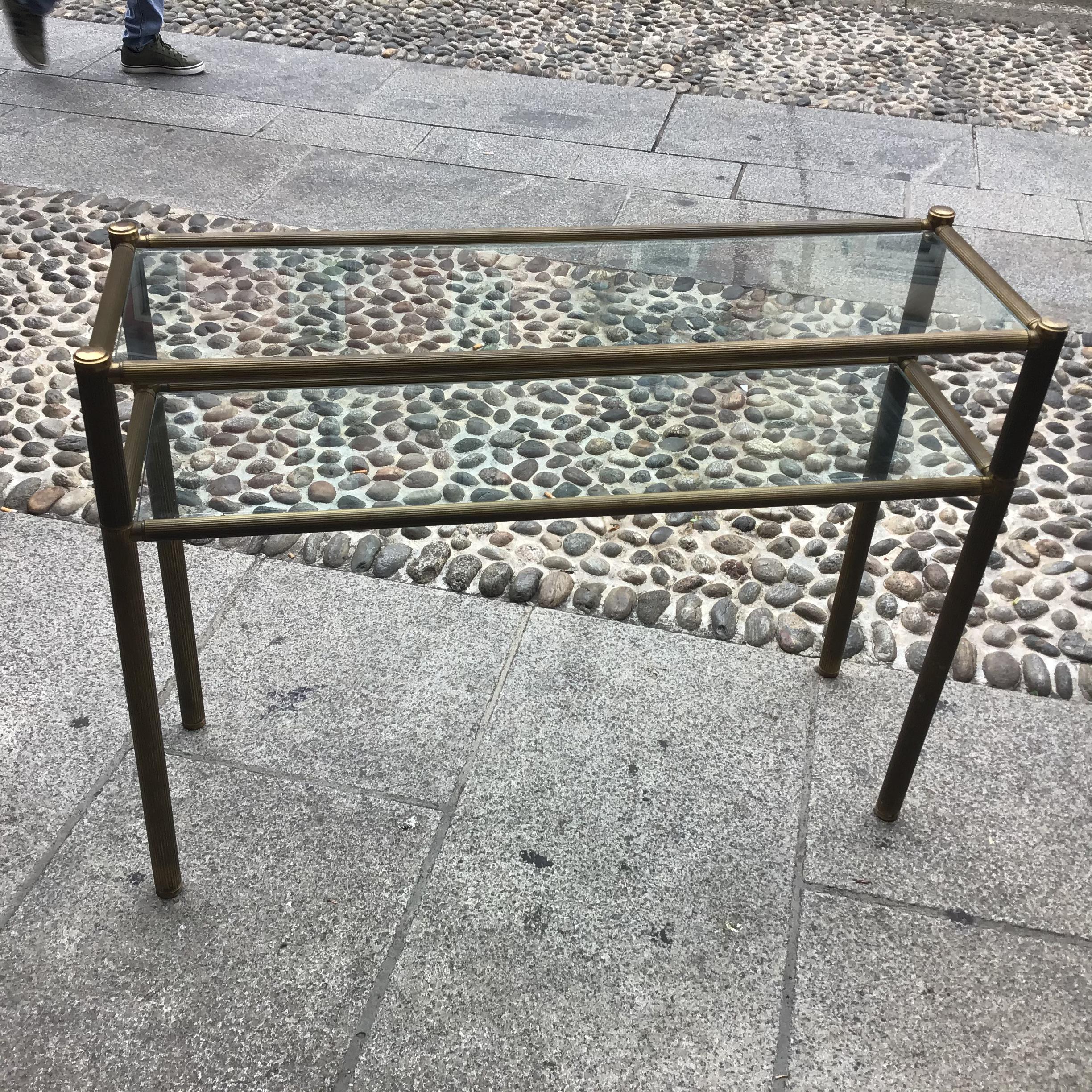 Romeo Rega Console Brass  Glass 1970 Italy For Sale 1