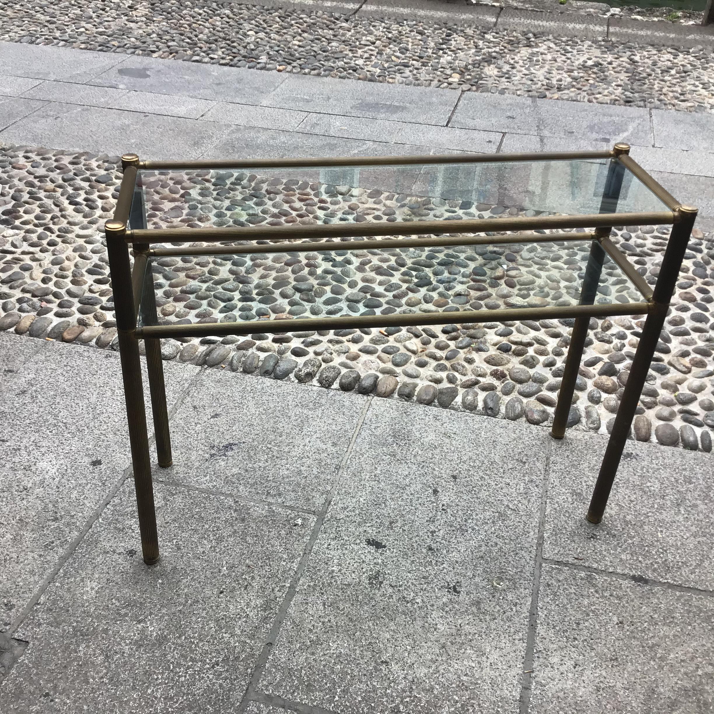 Romeo Rega Console Brass  Glass 1970 Italy For Sale 2