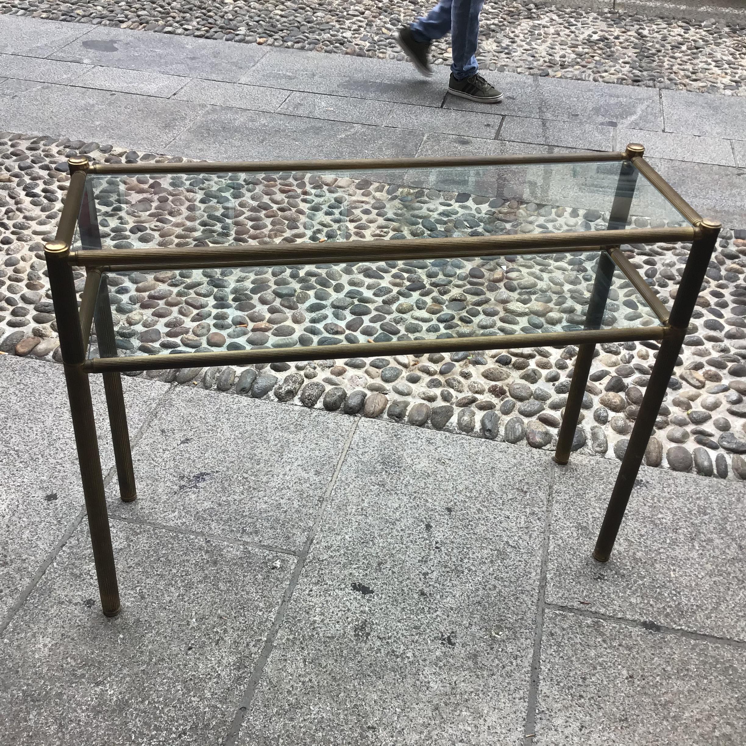Romeo Rega Console Brass  Glass 1970 Italy For Sale 3