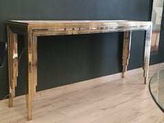 Romeo Rega Konsole aus Messing und Chrom mit unterleuchteter Glasplatte, 1970er Jahre