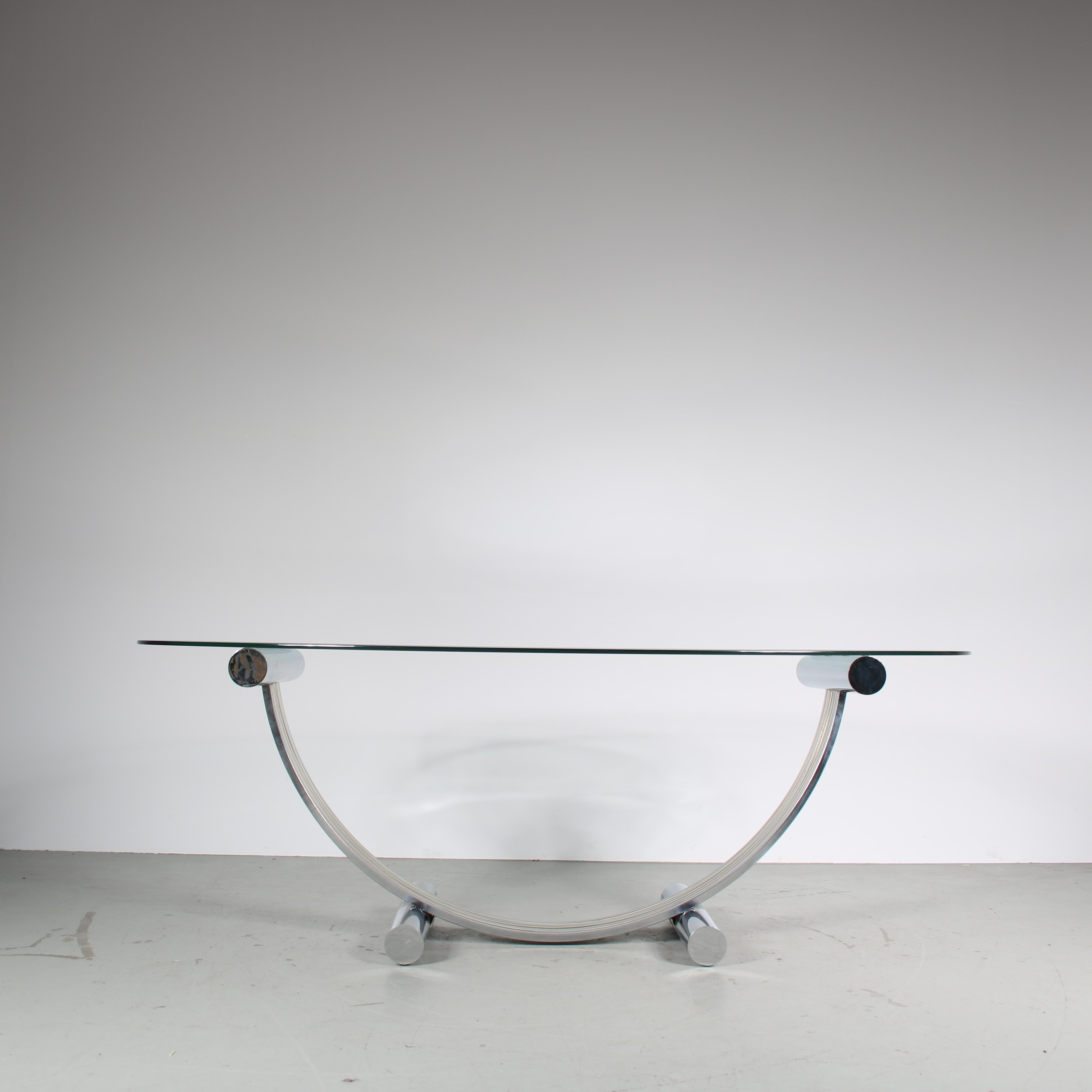 Romeo Rega Dining Table with Glass Top, Italy 1970 3