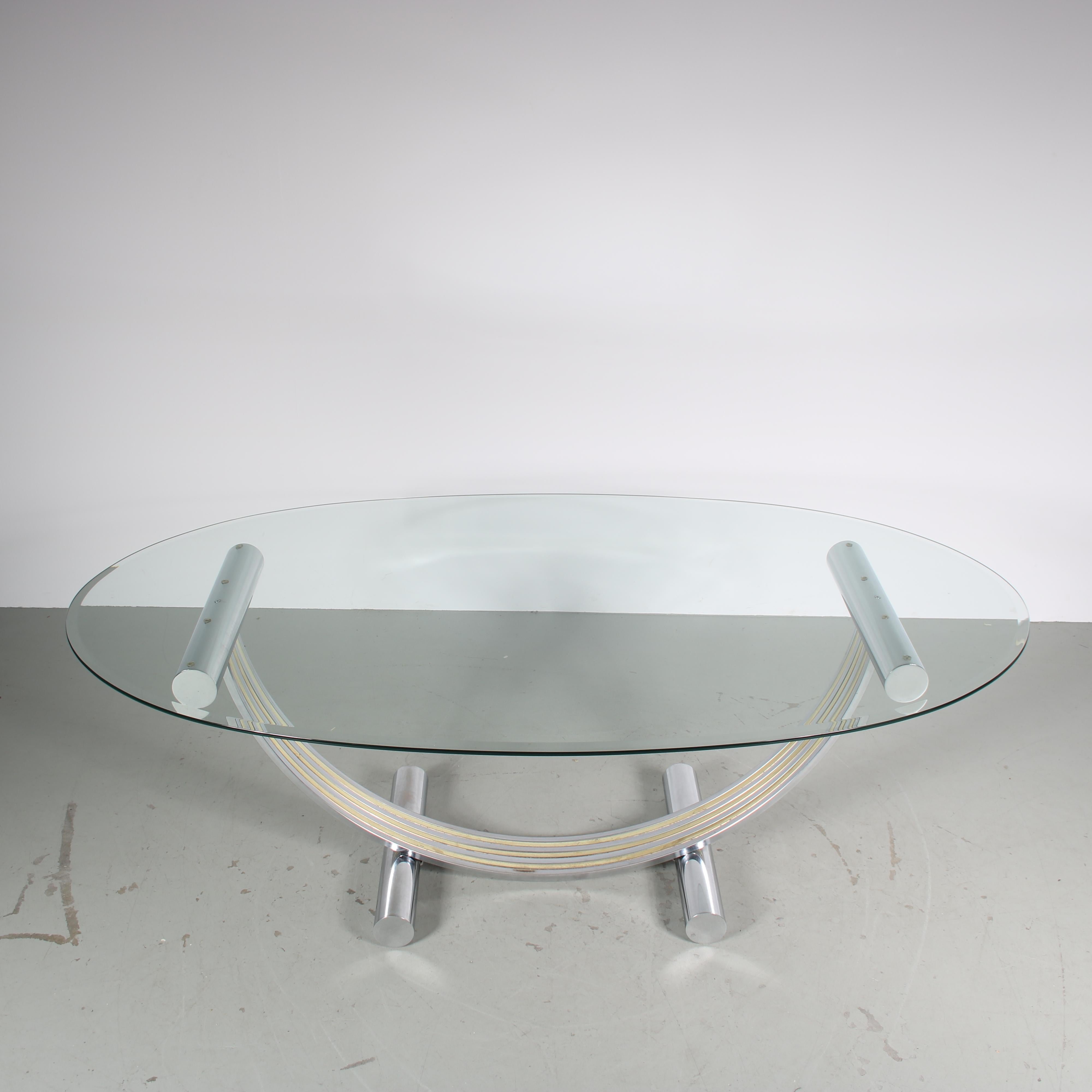 Romeo Rega Dining Table with Glass Top, Italy 1970 5