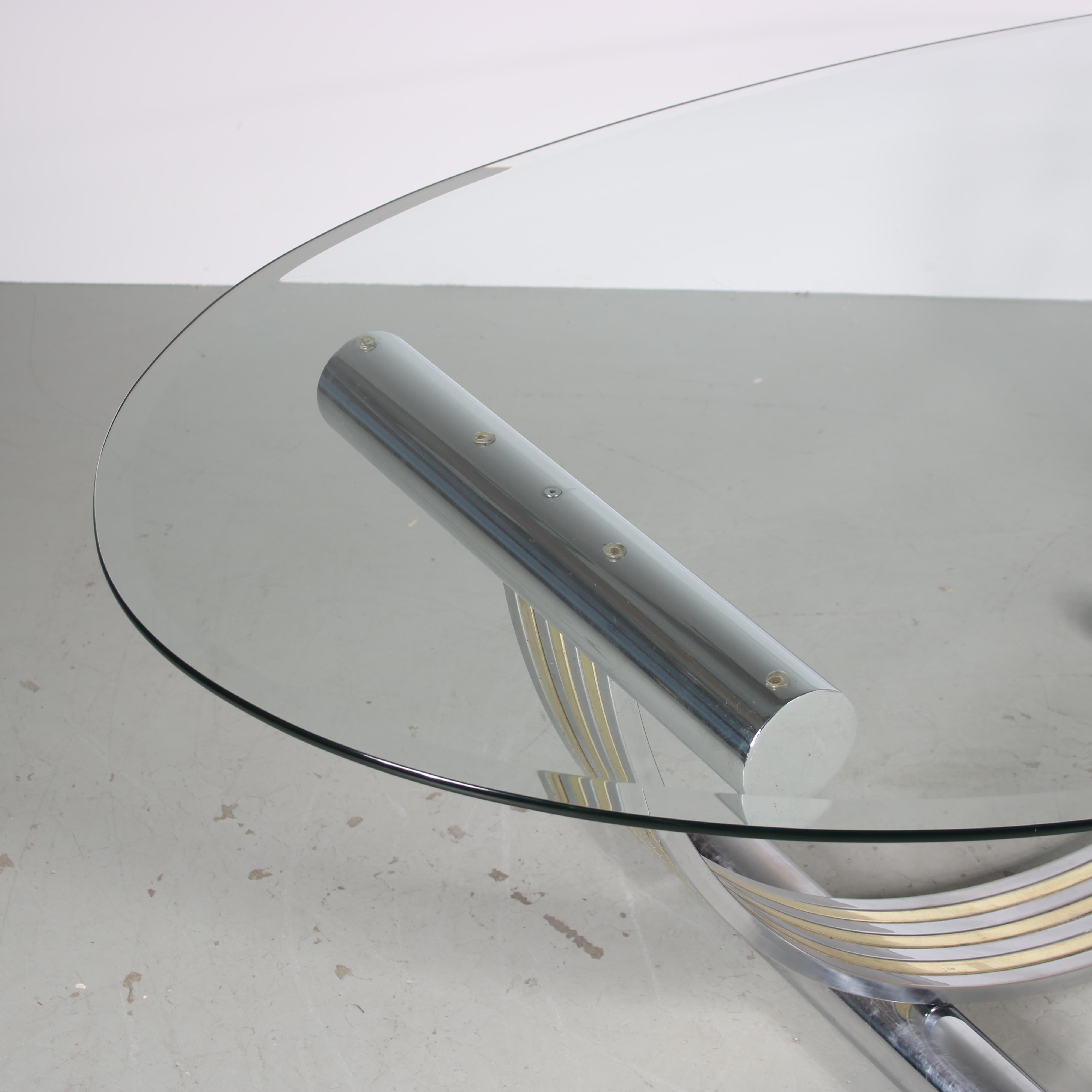 Romeo Rega Dining Table with Glass Top, Italy 1970 In Good Condition In Amsterdam, NL