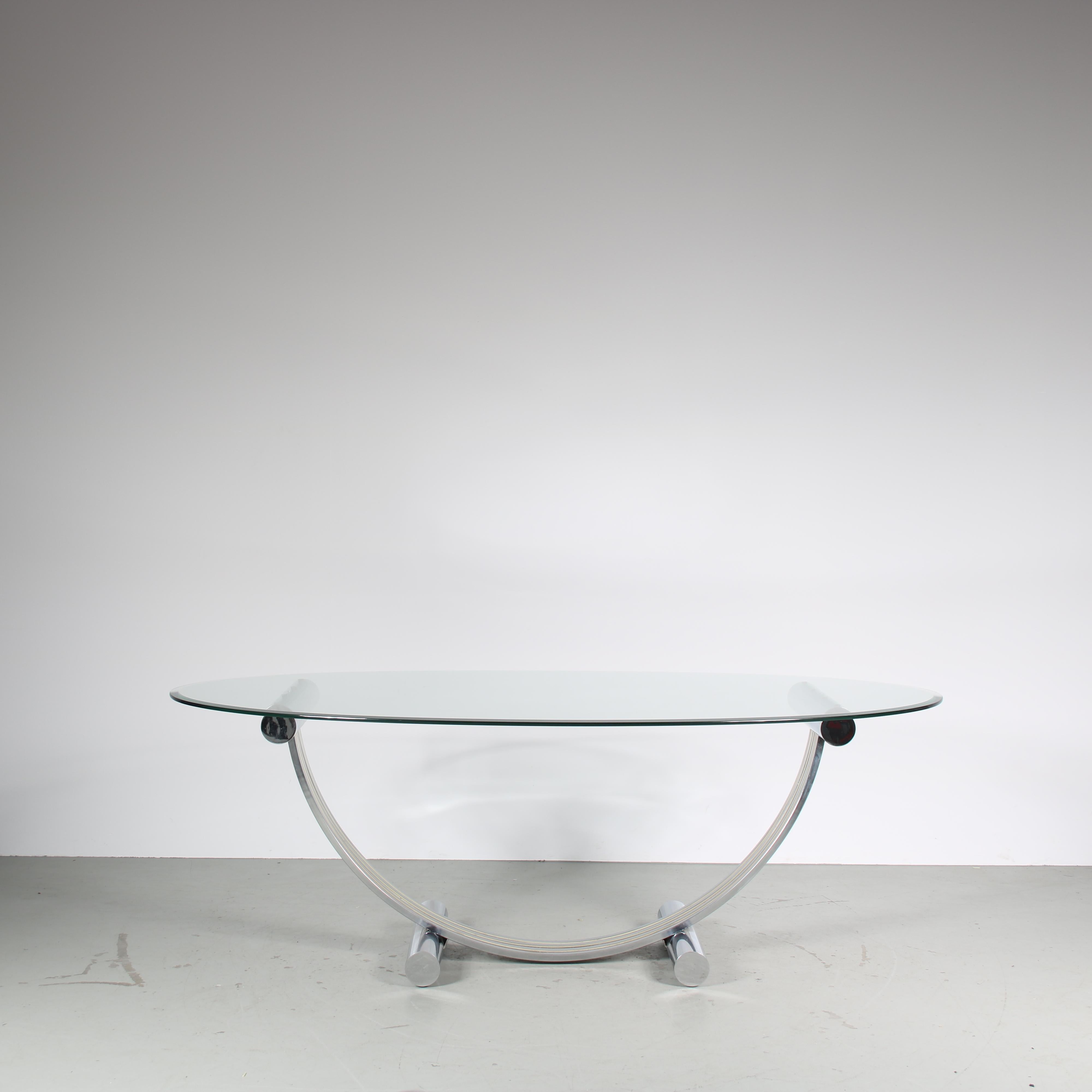 Romeo Rega Dining Table with Glass Top, Italy 1970 1