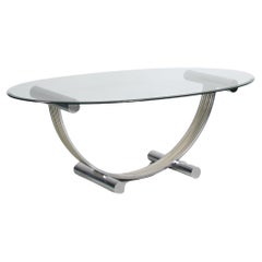 Table de salle à manger Romeo Rega avec plateau en verre, Italie 1970