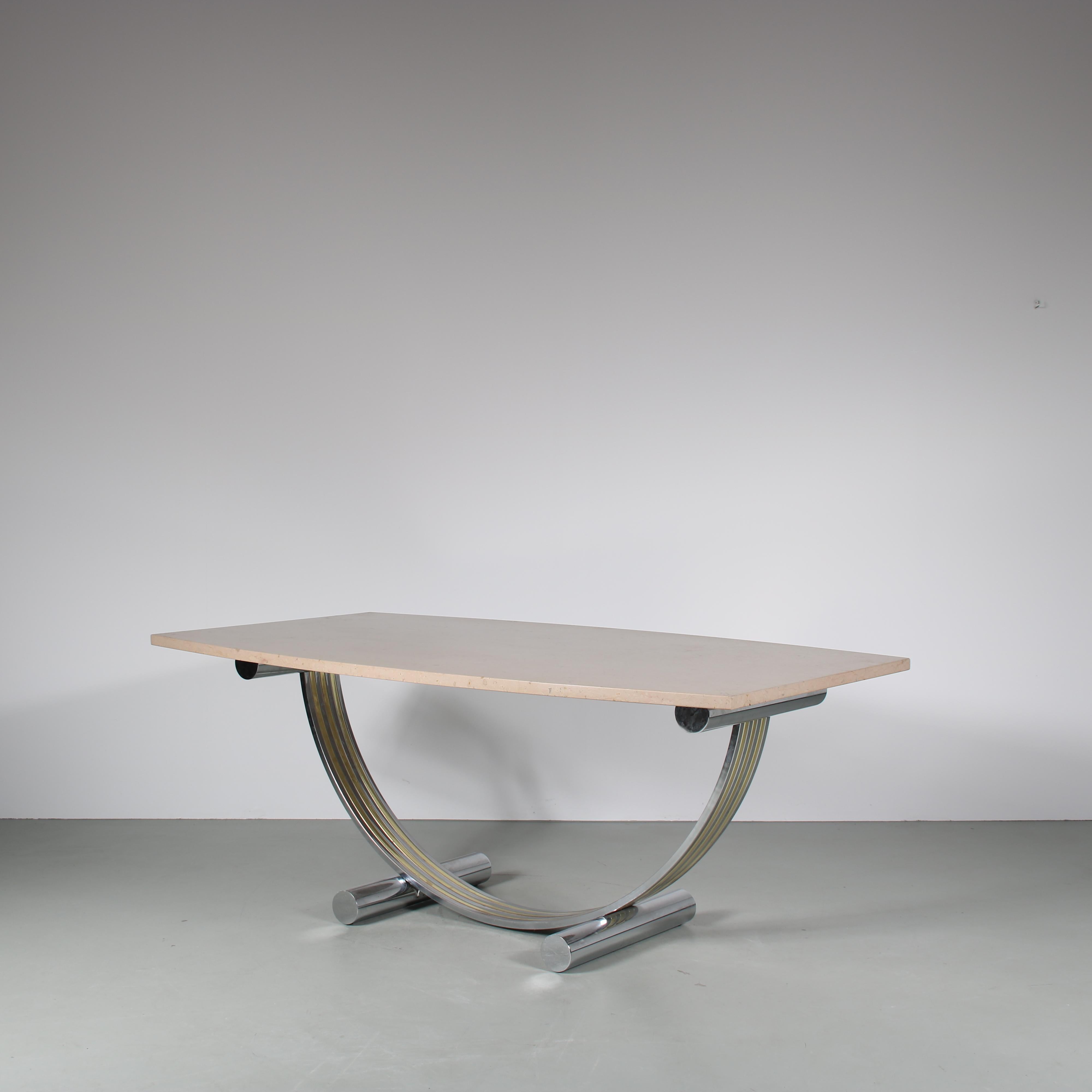 Romeo Rega Dining Table with Marble Top, Italy 1970 4
