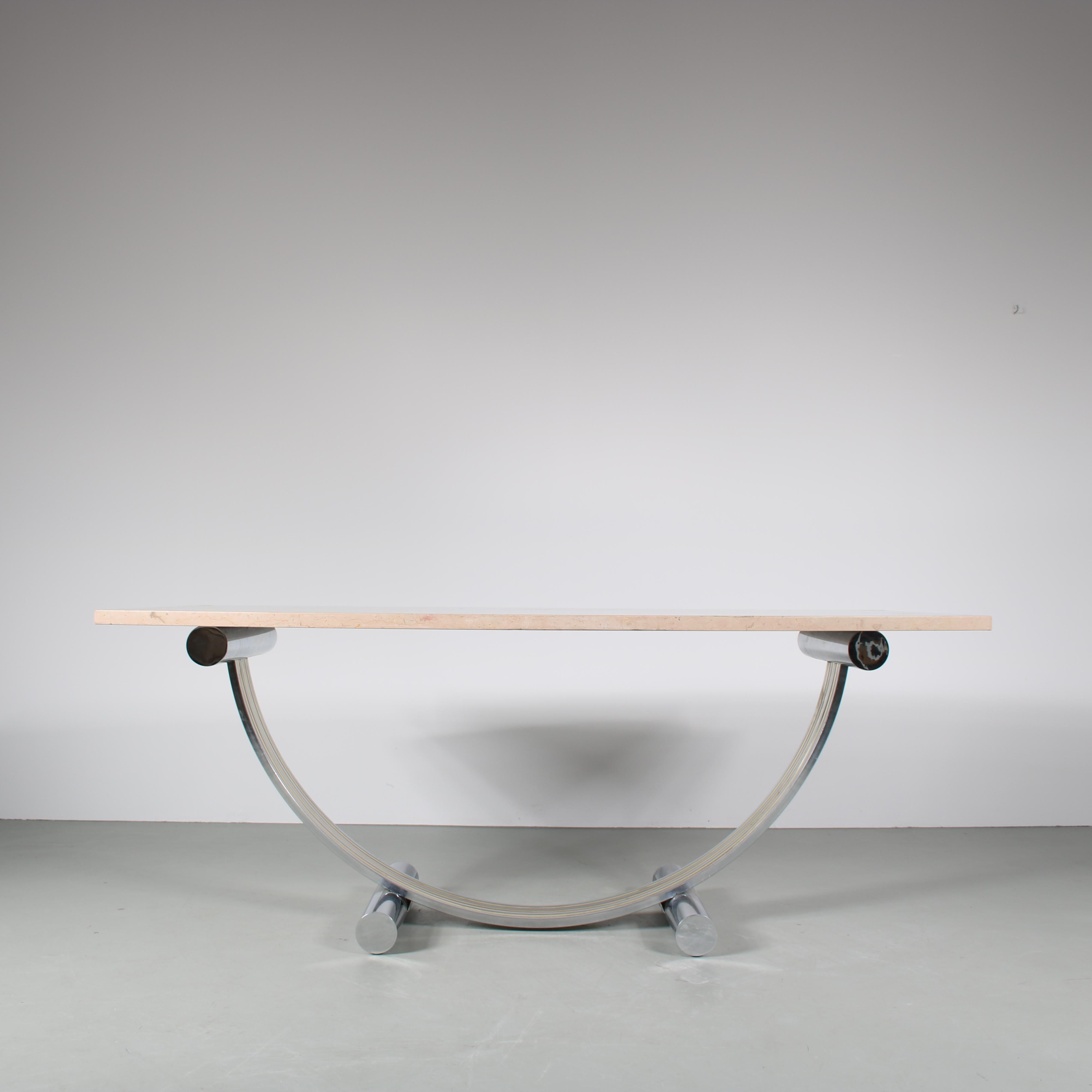 Romeo Rega Dining Table with Marble Top, Italy 1970 1