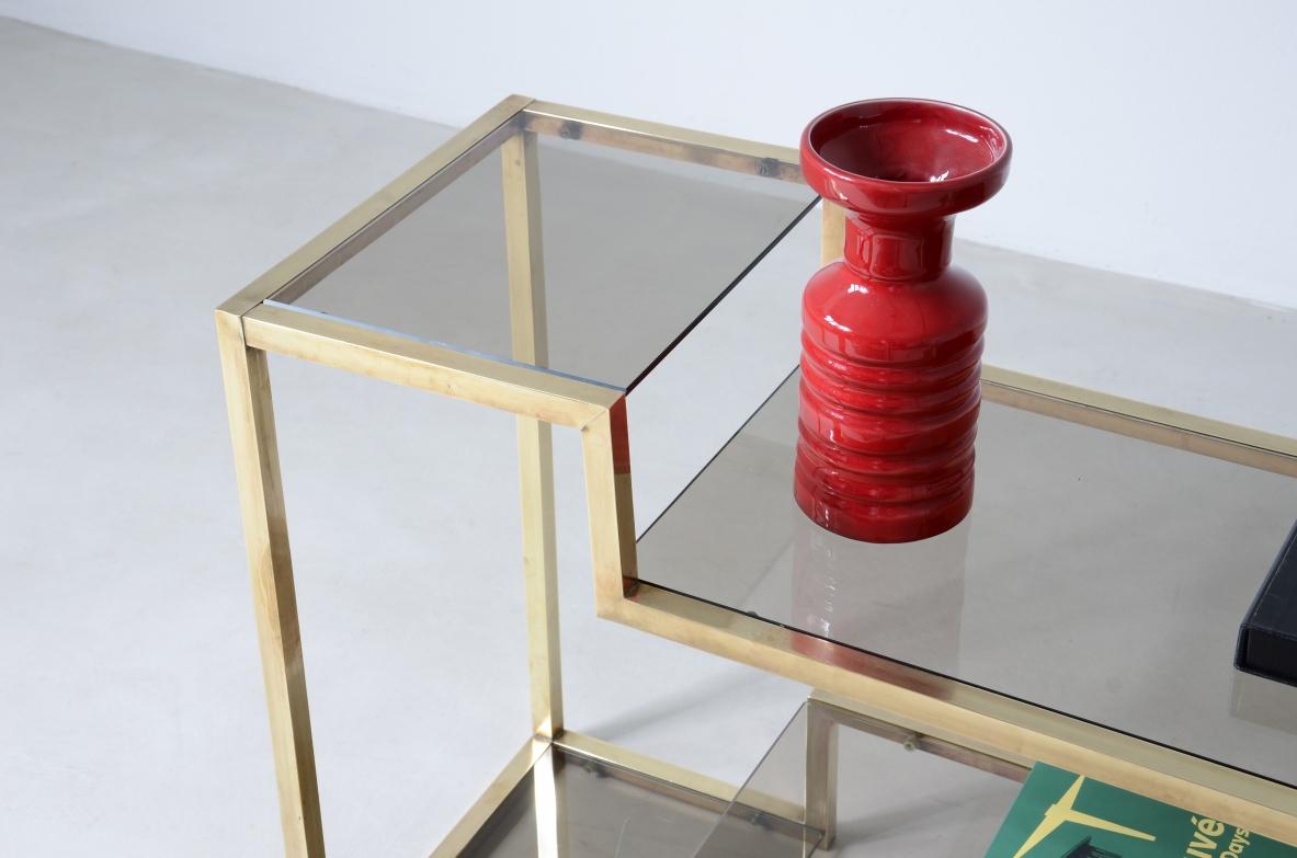 Romeo Rega, élégante console avec structure carrée en laiton  Excellent état - En vente à Milano, IT