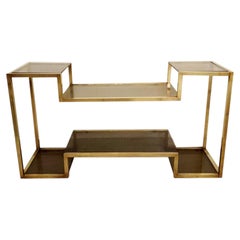 Romeo Rega Elegant Etagere in Brass and Smoked Glass, Italy 1970s