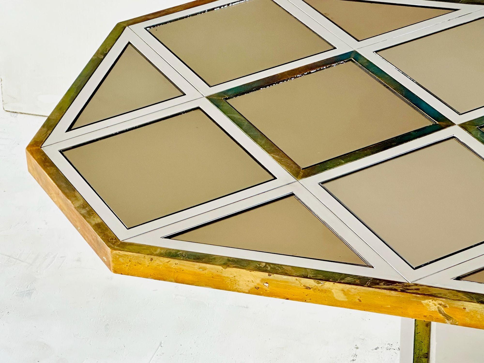 Romeo Rega pour Metalarte Table basse à miroir en laiton chromé, Italie 1970 Bon état - En vente à Chicago, IL