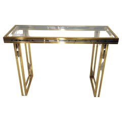 Romeo Rega, Gold Brass and Chrome Console Table, Itaty, 1970s
