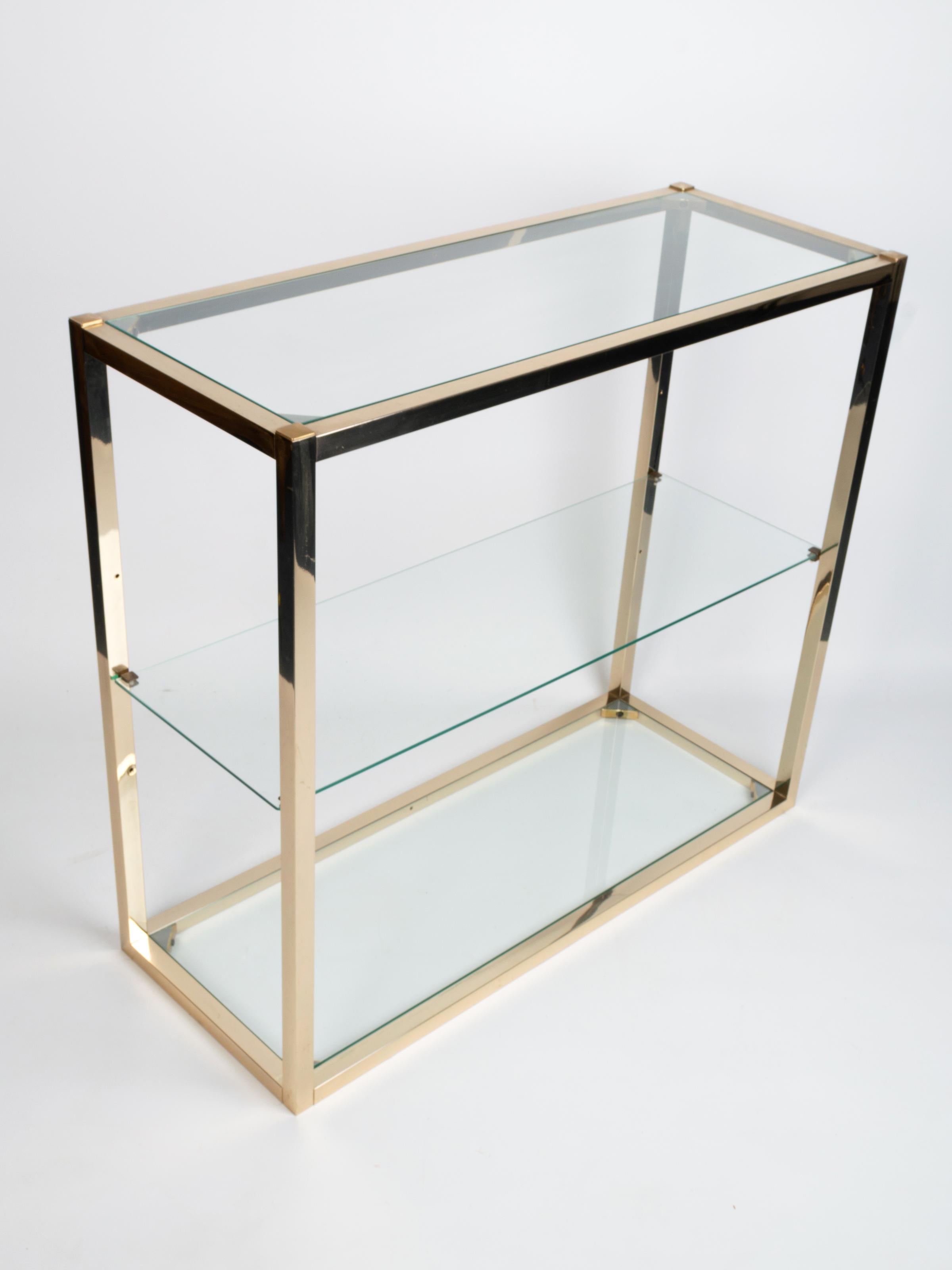 Romeo Rega Gold Plated Brass Etagere Shelving Console, Italy, C.1960 For Sale 4