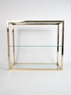 Romeo Rega Gold Plated Brass Etagere Shelving Console, Italy, C.1960
