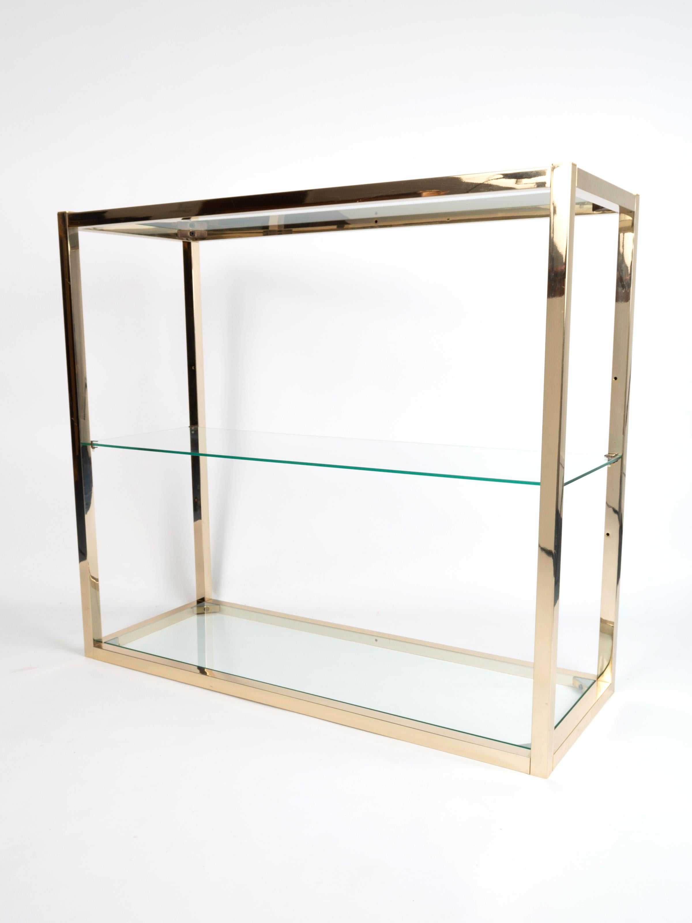 Romeo Rega Gold Plated Brass Etagere Shelving Console, Italy, C.1960 In Good Condition For Sale In London, GB