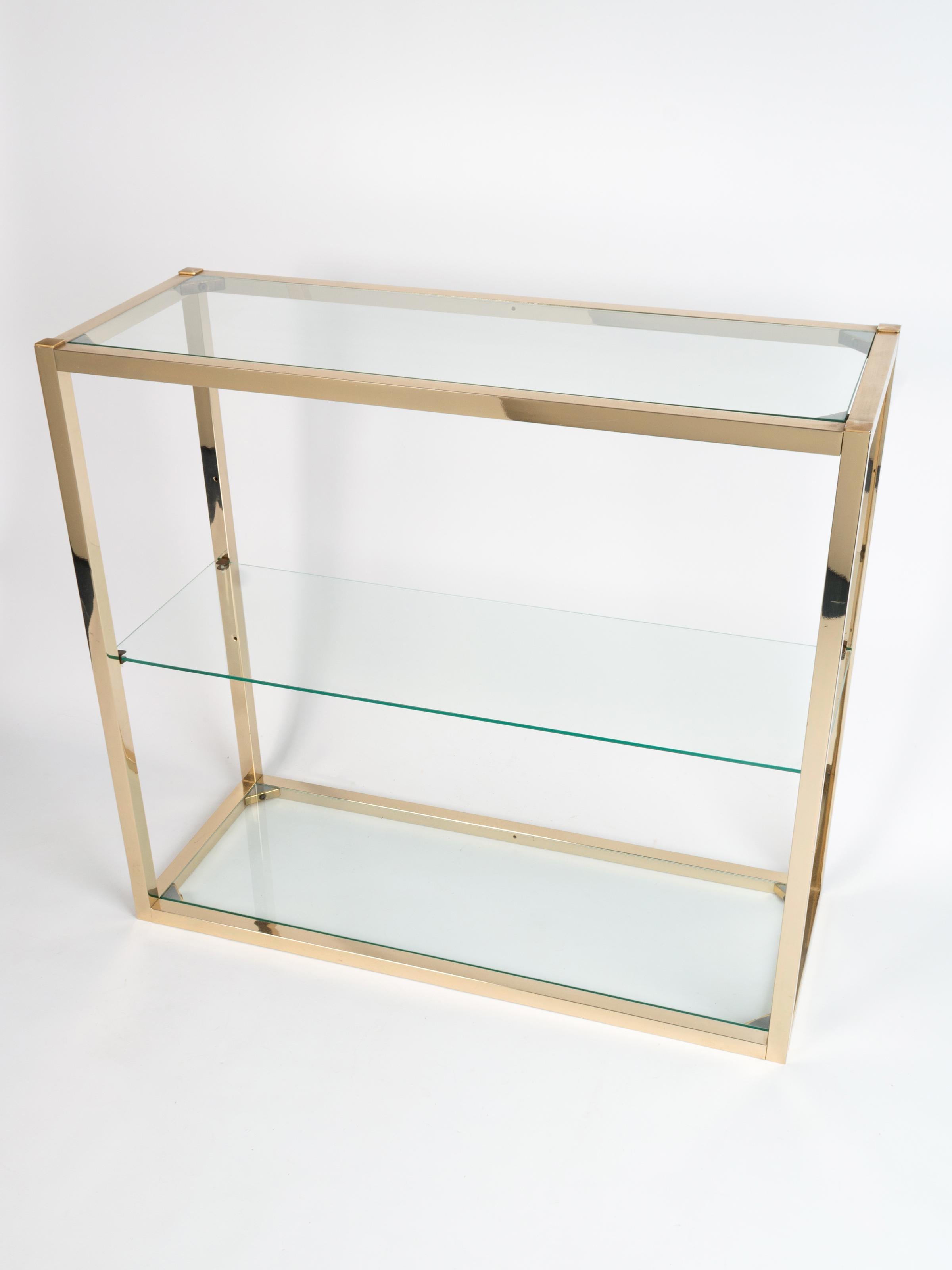 Mid-20th Century Romeo Rega Gold Plated Brass Etagere Shelving Console, Italy, C.1960 For Sale