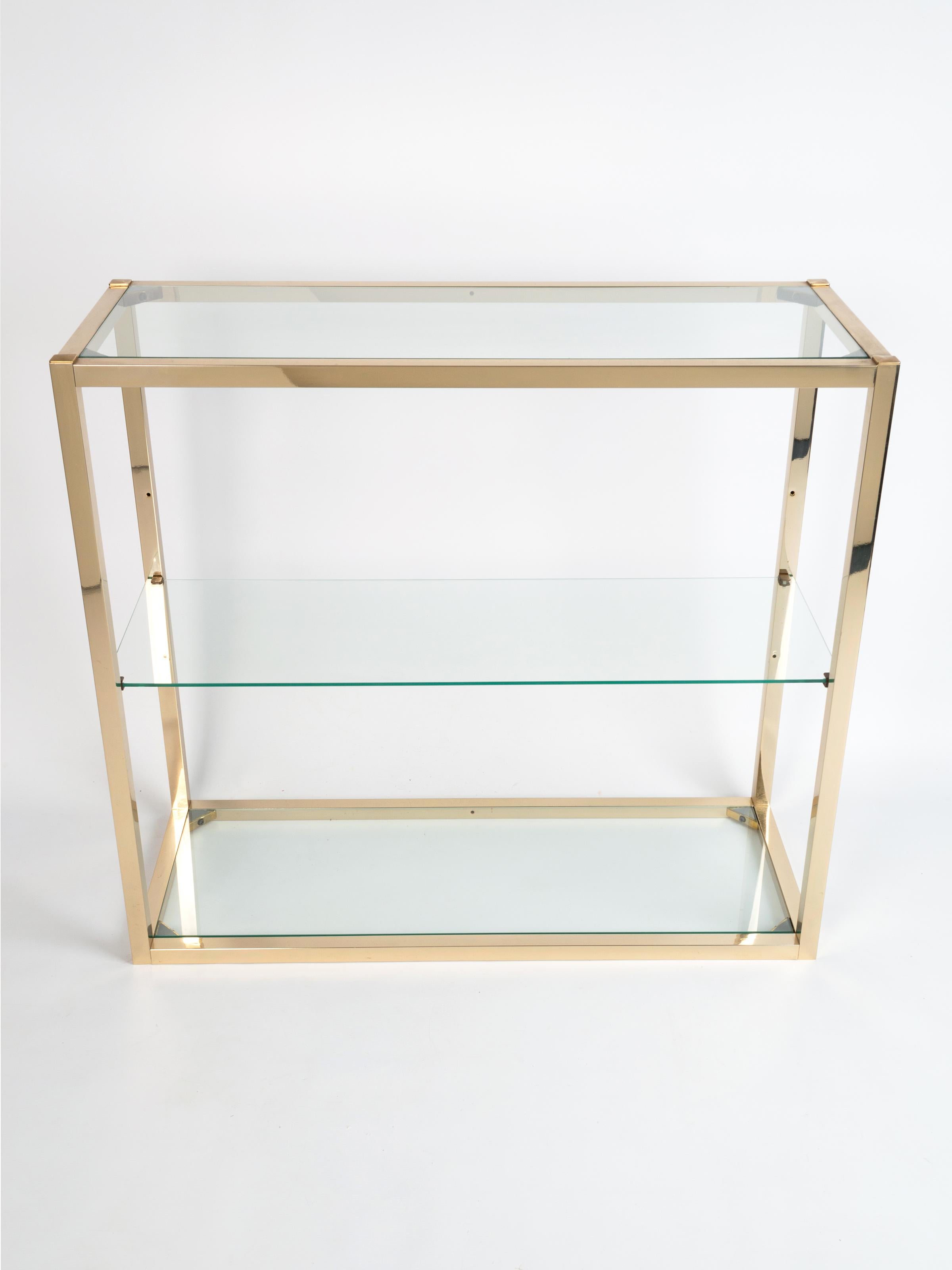 Romeo Rega Gold Plated Brass Etagere Shelving Console, Italy, C.1960 For Sale 1