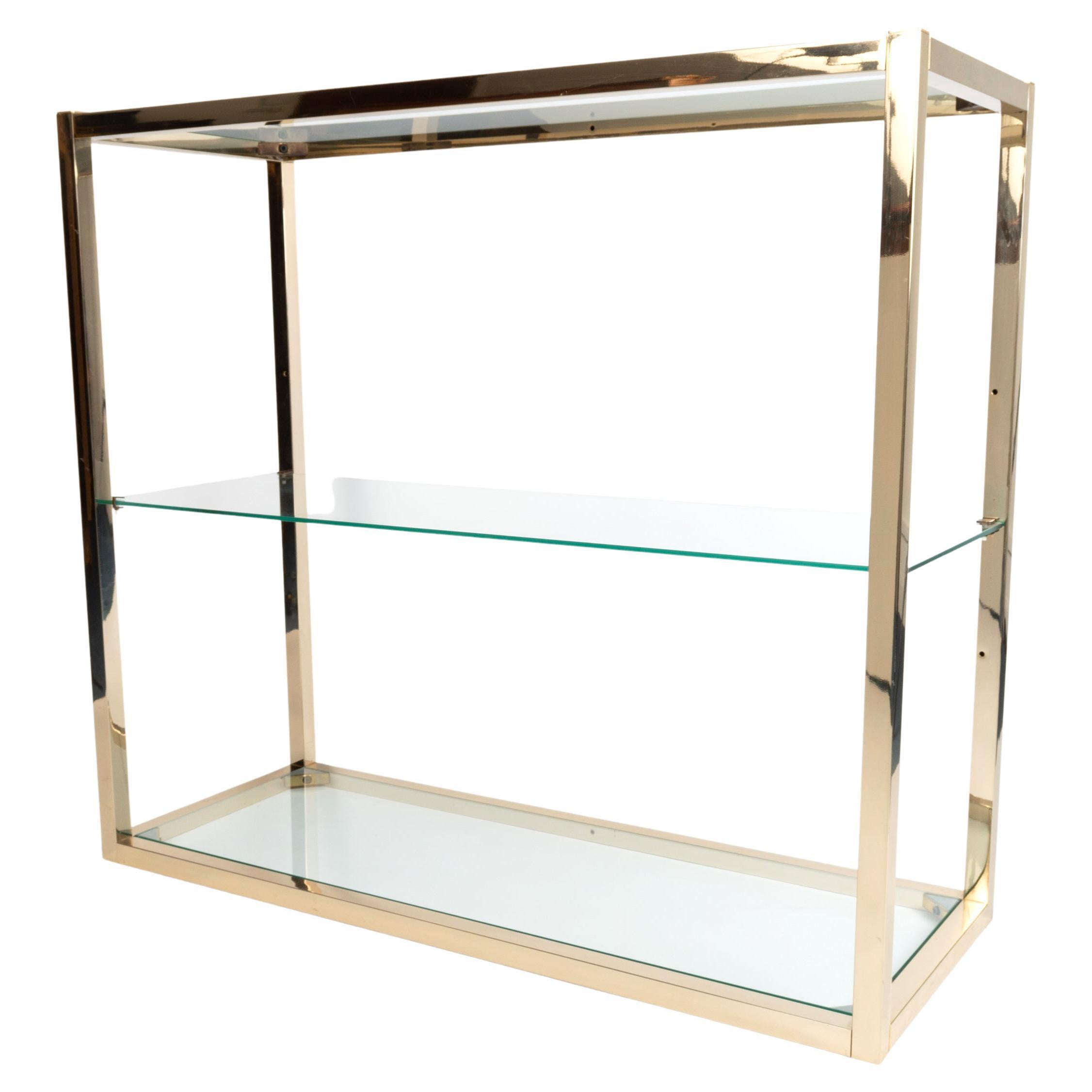 Romeo Rega Gold Plated Brass Etagere Shelving Console, Italy, C.1960 For Sale