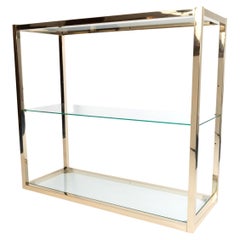 Romeo Rega Gold Plated Brass Etagere Shelving Console, Italy, C.1960