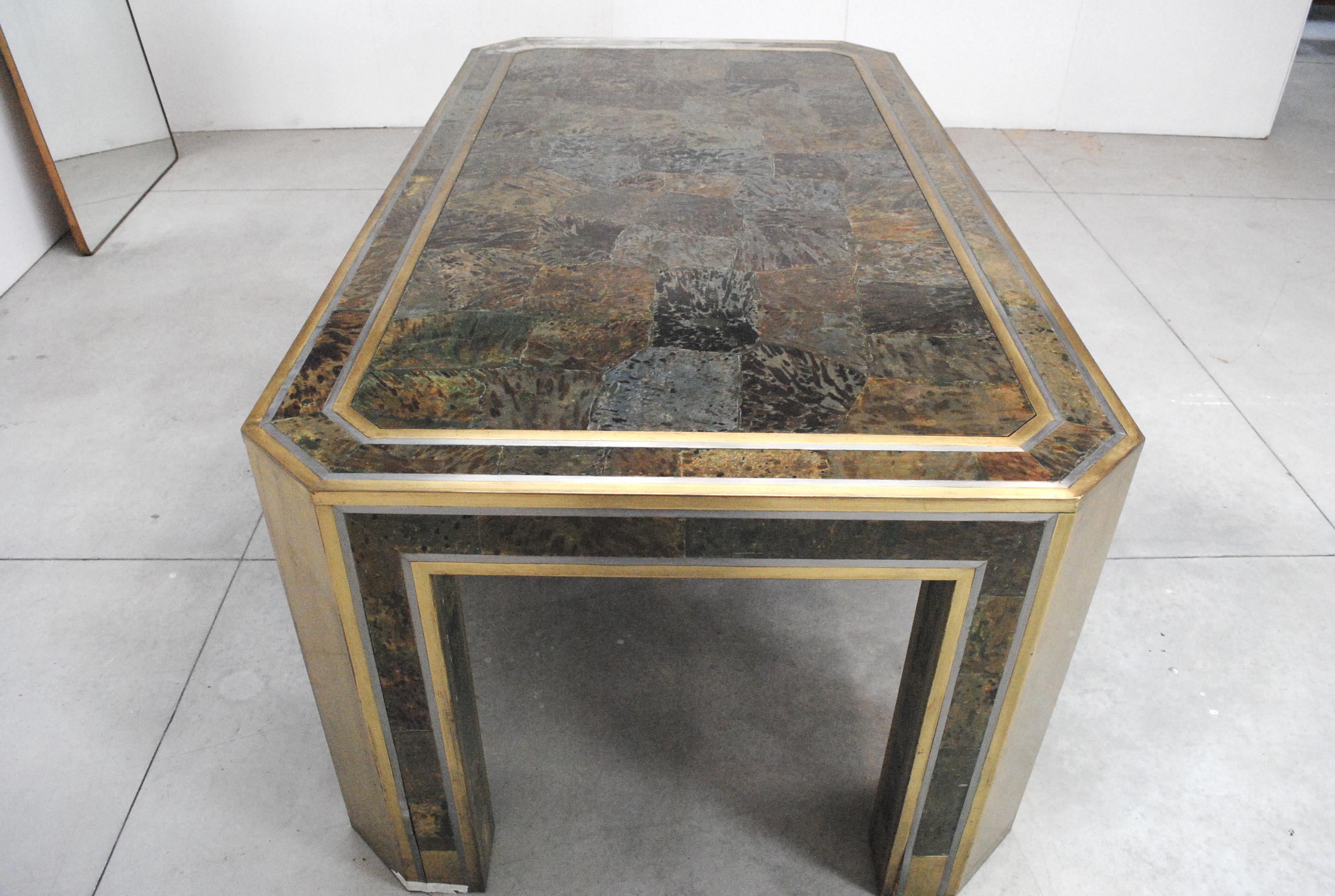 Romeo Rega Gorgeous Table in Brass and Turtle Skin from, 1970s 4