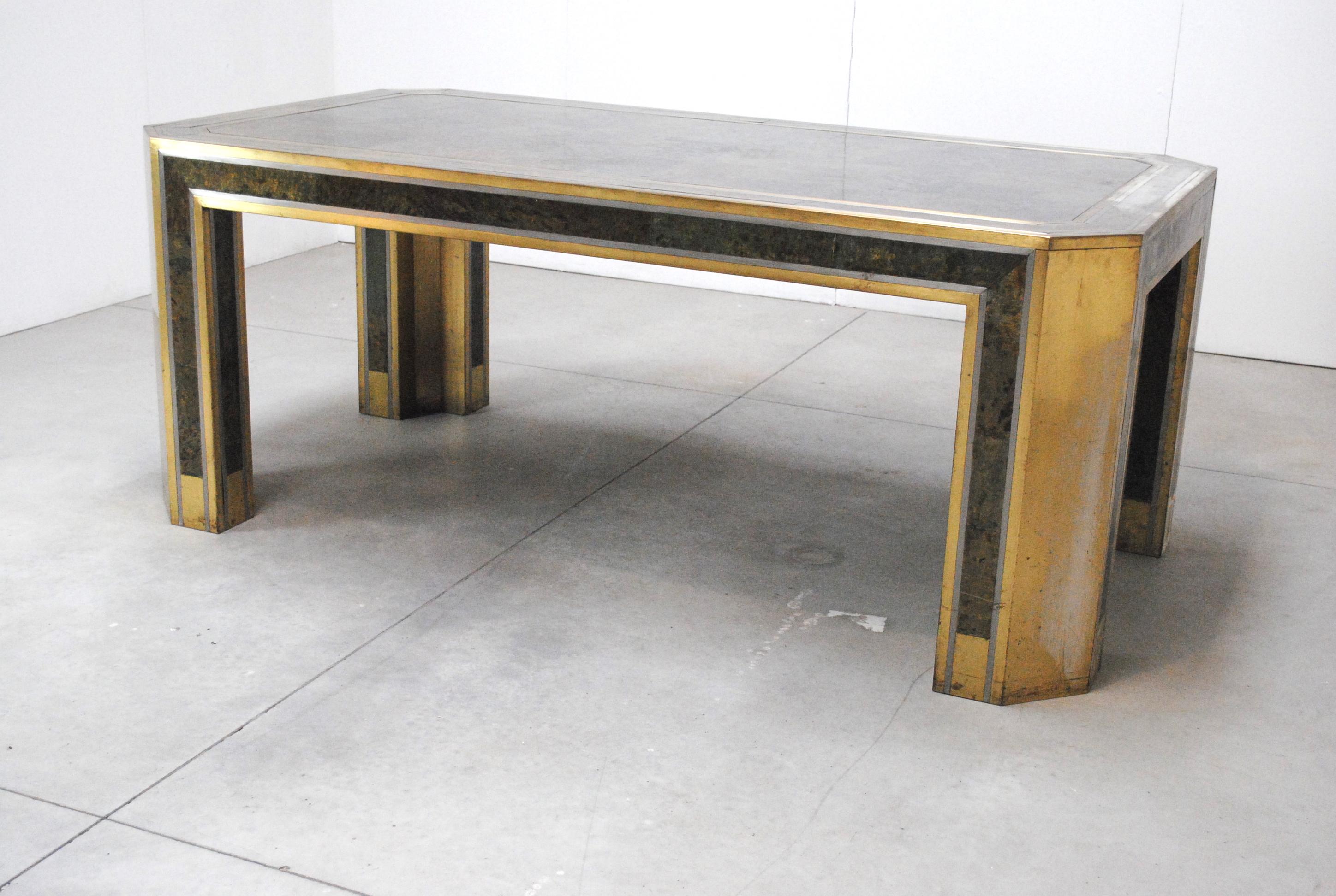 Mid-Century Modern Romeo Rega Gorgeous Table in Brass and Turtle Skin from, 1970s