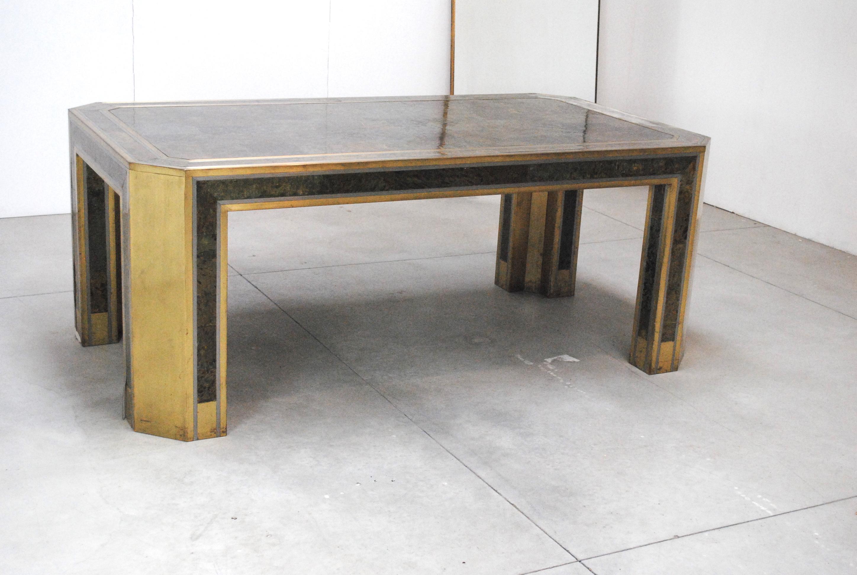 Late 20th Century Romeo Rega Gorgeous Table in Brass and Turtle Skin from, 1970s