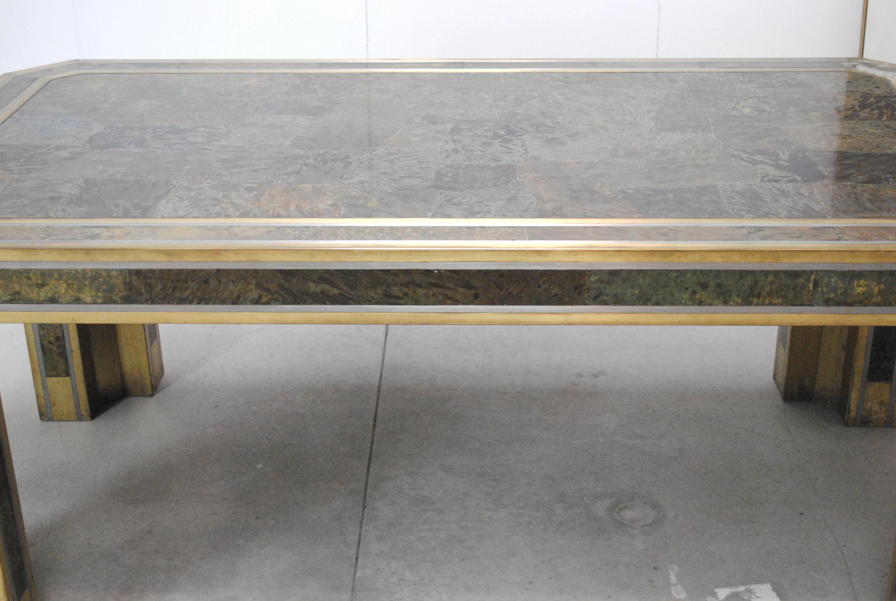 Romeo Rega Gorgeous Table in Brass and Turtle Skin from, 1970s 1