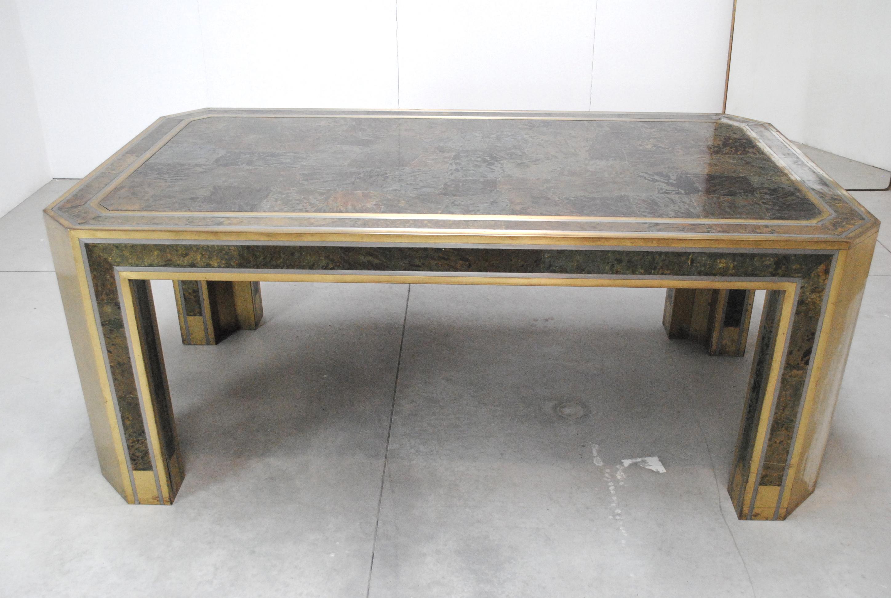 Romeo Rega Gorgeous Table in Brass and Turtle Skin from, 1970s 2
