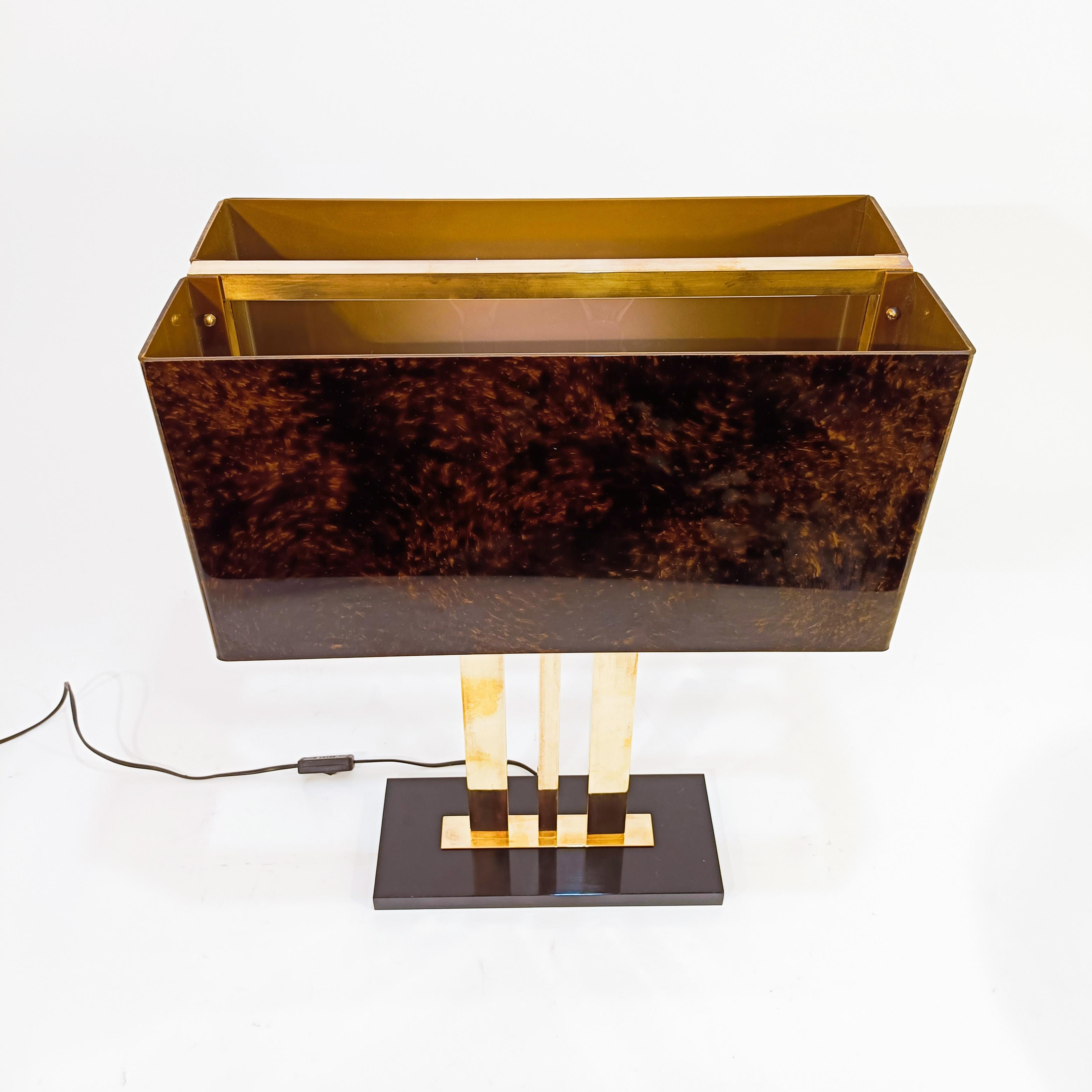 Brass Romeo Rega. Hollywood Regency and Post-Modern huge table lamp, Italy, 1970s For Sale