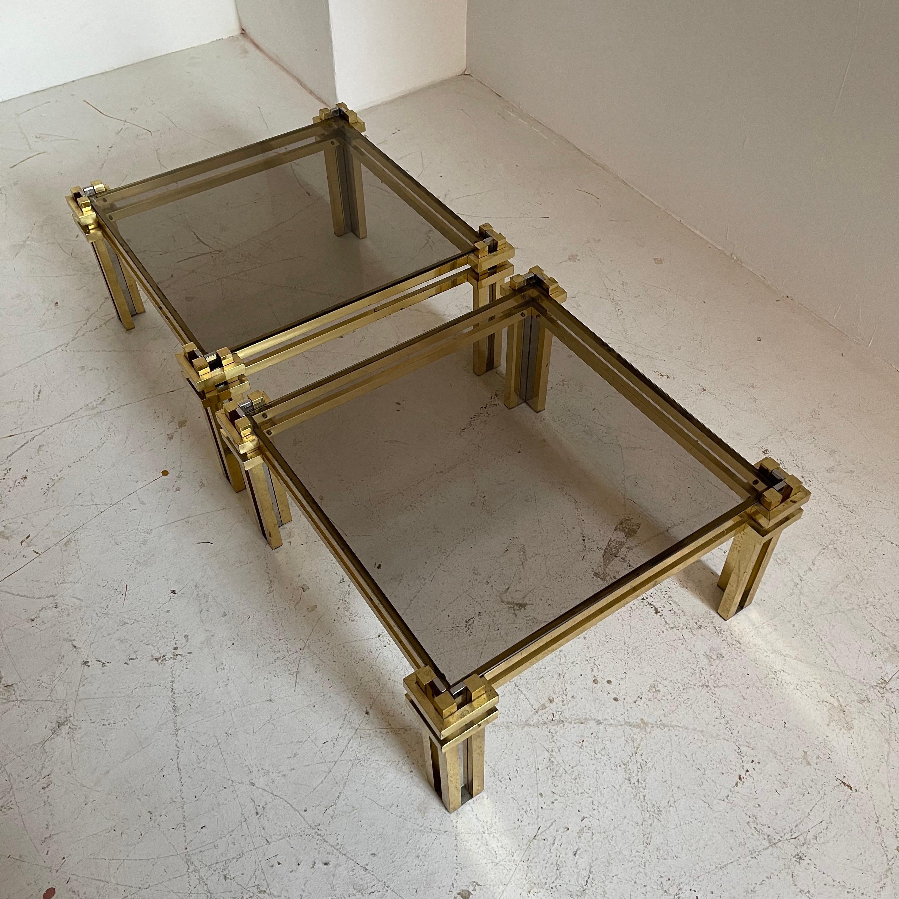 Romeo Rega Impressive Large Brass Coffee Tables Model 'Skyline', Italy 1976 In Good Condition For Sale In Vienna, AT