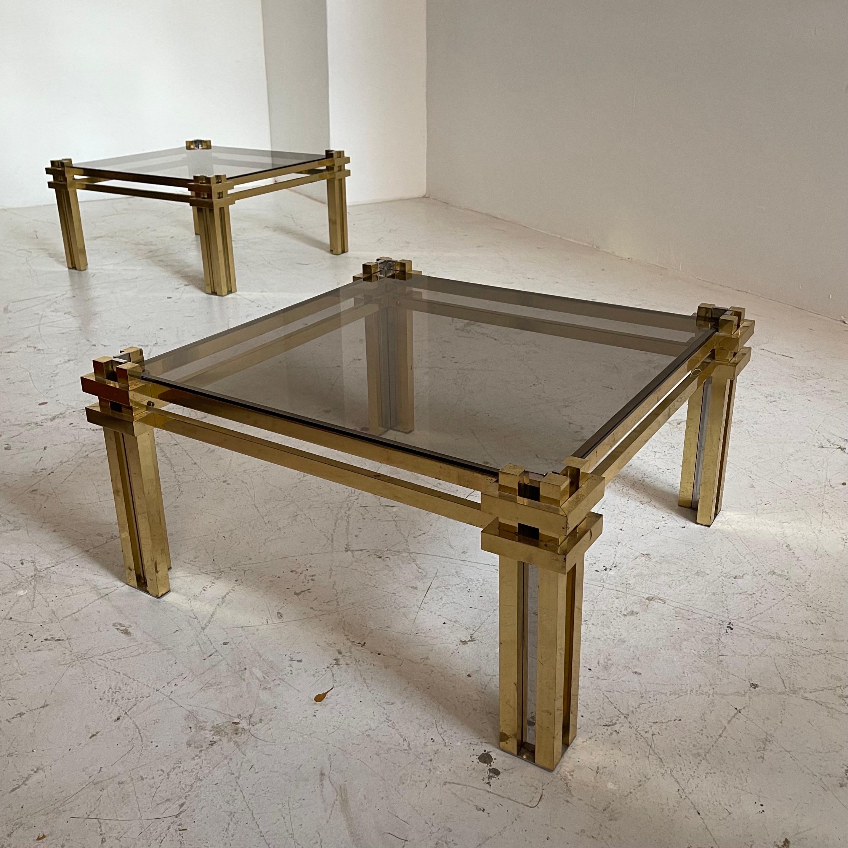 Late 20th Century Romeo Rega Impressive Large Brass Coffee Tables Model 'Skyline', Italy 1976 For Sale