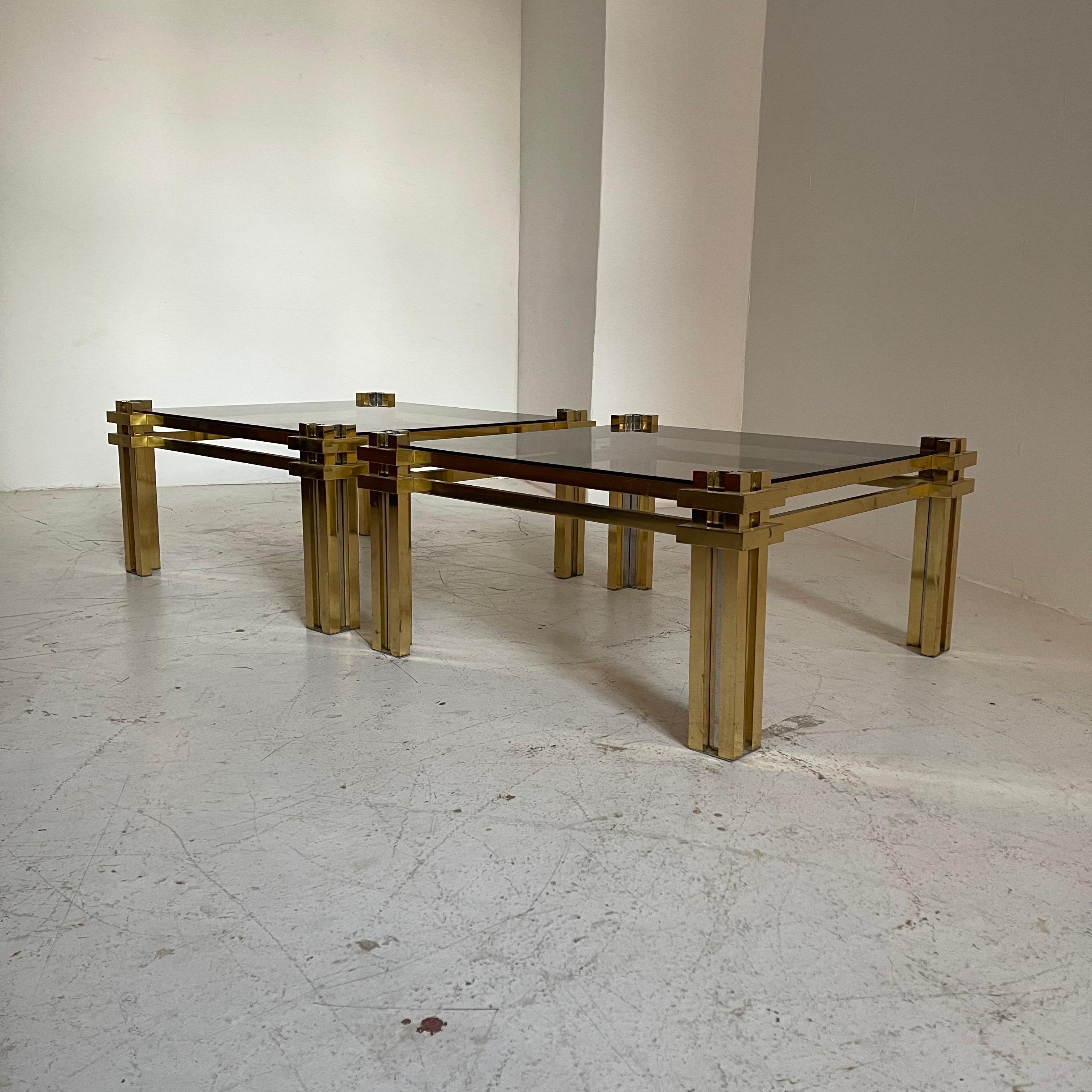 Romeo Rega Impressive Large Brass Coffee Tables Model 'Skyline', Italy 1976 For Sale 3