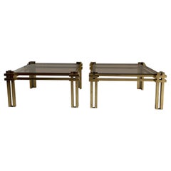 Romeo Rega Impressive Large Brass Coffee Tables Model 'Skyline', Italy 1976