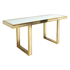 Romeo Rega in the Style of Midcentury Brass and Chrome Italian Console Table