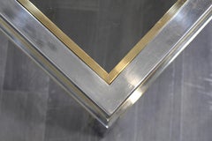 Romeo Rega Italian Brass Chrome and Glass Coffee Table, 1970s