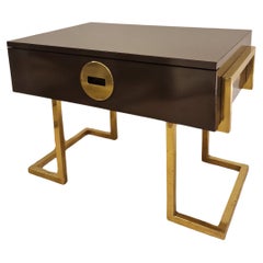 Used Romeo Rega Italian  Brown End Table Side table , Gilded Brass Signed
